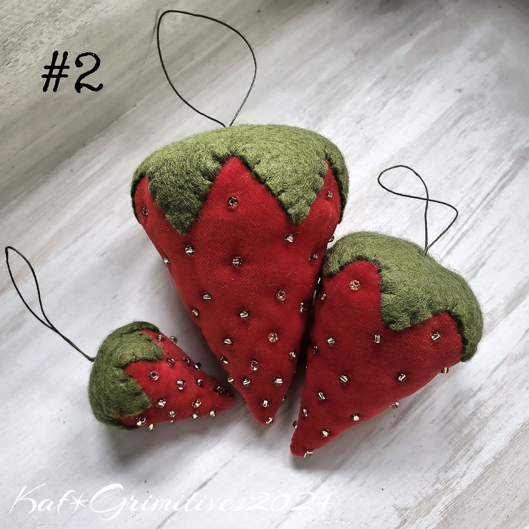 Velvet Beaded Strawberries -Set #2