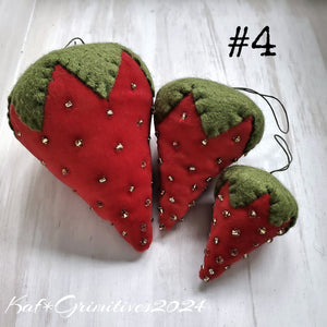 Velvet Beaded Strawberries -Set #4
