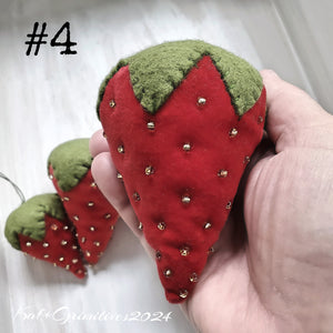 Velvet Beaded Strawberries -Set #4