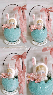 White Bunny in Egg Basket