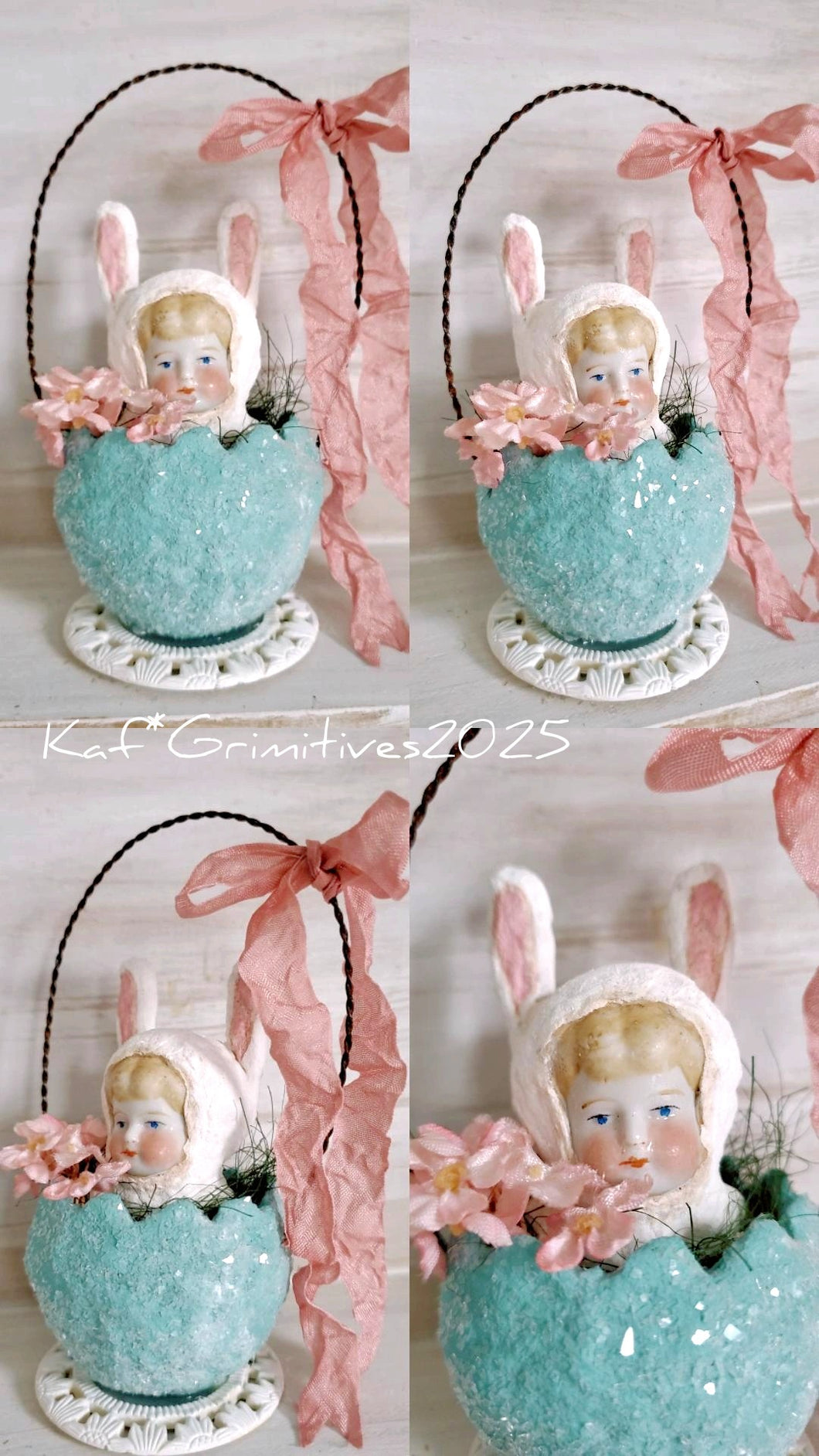 White Bunny in Egg Basket