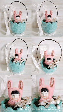 Pink Bunny in Egg Basket